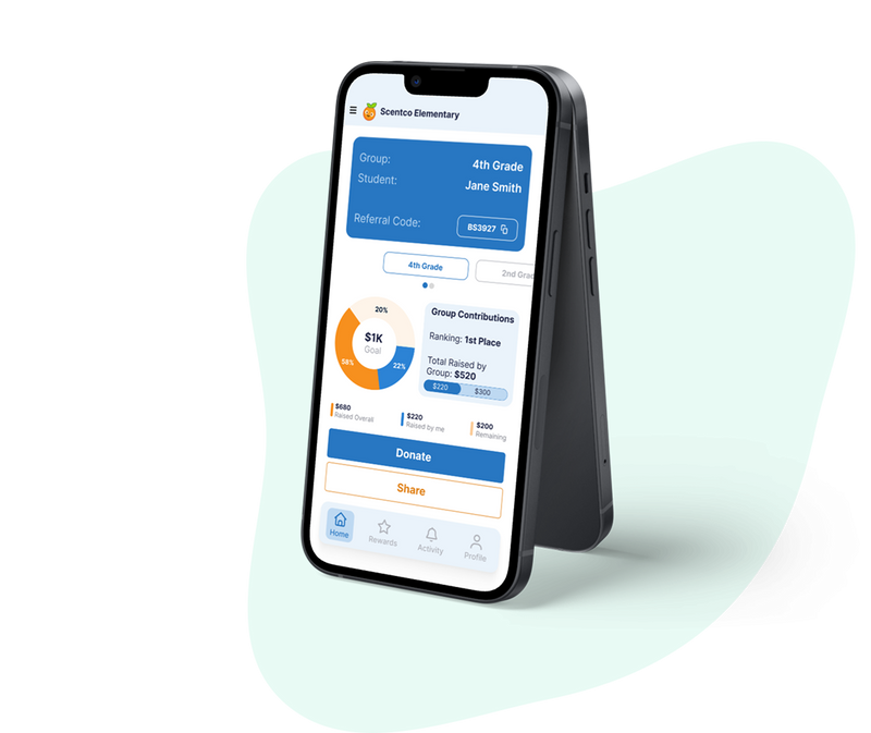 2. Parents donate with one click